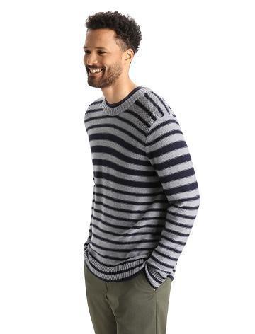 Midnight Navy / Gritstone Heather Men's Icebreaker Merino Waypoint Crewe Sweaters | USA 1222HAPK